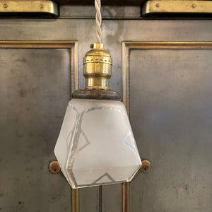 Petite Arts And Crafts Faceted Frosted Glass Pendant Light