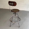 Industrial Brushed Steel And Maple Drafting Stool