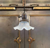 Petite Early 20th Century Opaline Ruffle And Brass Pendant