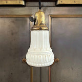 Petite Art Deco Frosted Cased Glass Bell Pendant Light