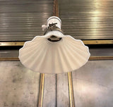 Early 20th Century Fluted Milk Glass And Porcelain Pendant Light