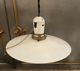 Early 20th Century Milk Glass Disc Pendant Light
