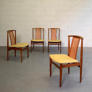 Danish Modern High Cane Back Teak Dining Chairs