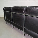 Leather and Chrome Three Seat LC2 Sofa by Le Corbusier for Cassina