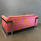 Milo Baughman Flat Bar Chrome Sofa