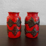 Pair Of Fat Lava Vases By Scheurich Keramik