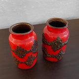 Pair Of Fat Lava Vases By Scheurich Keramik