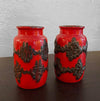 Pair Of Fat Lava Vases By Scheurich Keramik