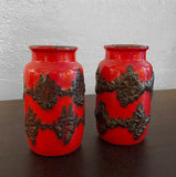 Pair Of Fat Lava Vases By Scheurich Keramik