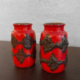Pair Of Fat Lava Vases By Scheurich Keramik