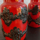 Pair Of Fat Lava Vases By Scheurich Keramik