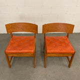 Danish Oak Leather Side Chairs
