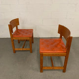 Danish Oak Leather Side Chairs