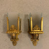 Pair Of Art Deco Brass and Frosted Glass Wall Sconce Lights