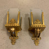 Pair Of Art Deco Brass and Frosted Glass Wall Sconce Lights