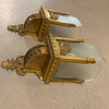 Pair Of Art Deco Brass and Frosted Glass Wall Sconce Lights
