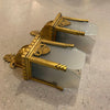 Pair Of Art Deco Brass and Frosted Glass Wall Sconce Lights