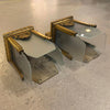 Pair Of Art Deco Brass and Frosted Glass Wall Sconce Lights