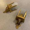 Pair Of Art Deco Brass and Frosted Glass Wall Sconce Lights