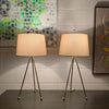 Pair Of Mid Century Modern Brass Tripod Table Lamps