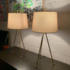 Pair Of Mid Century Modern Brass Tripod Table Lamps
