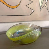 Italian Midcentury Hand-blown Folded Studio Art Glass Bowl
