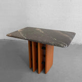 Danish Modern Marble And Teak Panel Side Table