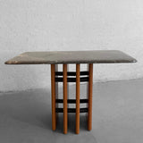 Danish Modern Marble And Teak Panel Side Table