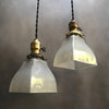 Frosted Glass and Brass Pendant Lights