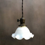 Milk Glass Ruffle Bell Pendant Light