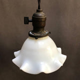 Milk Glass Ruffle Bell Pendant Light