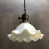 Milk Glass Ruffle Bell Pendant Light
