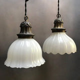 Scalloped Milk Glass Pendant Lights