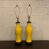Pair of Midcentury Chinoiserie Yellow Ceramic Table Lamps