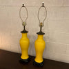 Pair of Midcentury Chinoiserie Yellow Ceramic Table Lamps