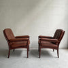 Pair Of Leather And Walnut Armchairs By Göte Möbel Sweden
