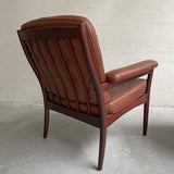 Pair Of Leather And Walnut Armchairs By Göte Möbel Sweden