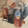 Art Deco Framed Watercolor Airbrush Paintings By Benjamin Jorj Harris