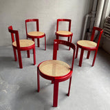Italian Modernist Circular Bentwood And Cane Dining Chairs