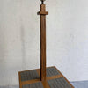 Mid Century Modern Carved Oak And Ceramic Floor Lamp WIth Table