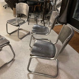 Midcentury Brushed Tubular Steel Contoured Cantilever Chairs