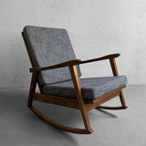 Scandinavian Modern Beech Upholstered Rocking Chair