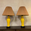 Pair of Midcentury Chinoiserie Yellow Ceramic Table Lamps