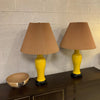 Pair of Midcentury Chinoiserie Yellow Ceramic Table Lamps