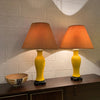 Pair of Midcentury Chinoiserie Yellow Ceramic Table Lamps