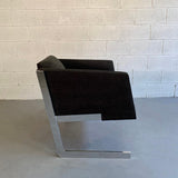 Mid-Century Modern Milo Baughman Style Chrome Cantilever Lounge Club Chair
