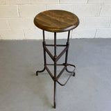 Early 20th Century Industrial Drafting Stool With Footrest
