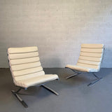 Design Institute America High Back Chrome Cantilever Lounge Chairs