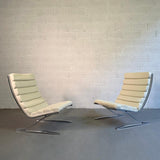 Design Institute America High Back Chrome Cantilever Lounge Chairs