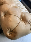 Vintage Beige Leather Chesterfield Sofa